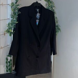 Women's Black Double-Breasted Coat